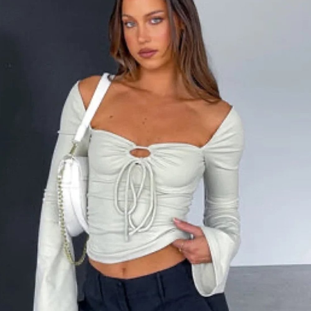 WHITE FOX NEW - Spending Spree Long Sleeve Top Stone